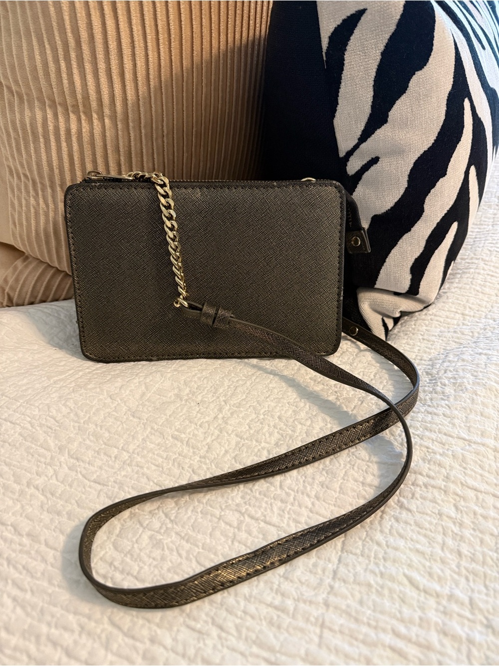 H&M Black Crossbody Bag with Gold Chain Detail